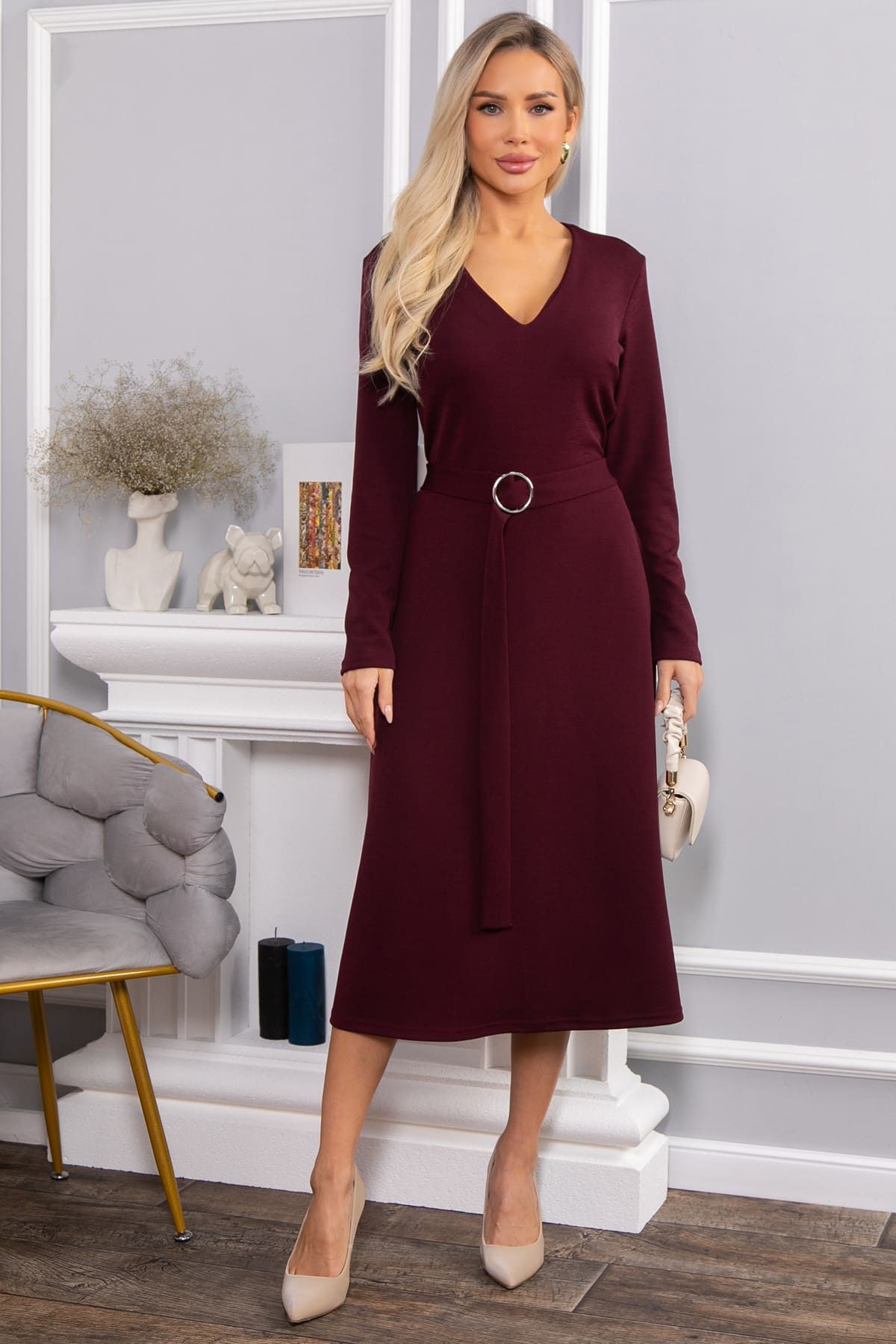 Платье трикотажное Парижанка (бордовое) П14622-10М