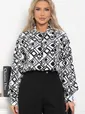 Блуза хлопковая Танец линий (черно-белая) Б14856-14М
