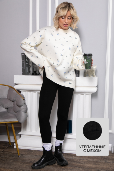 Лосины в рубчик утепленные НЬЮ (черные) Б14972-7М