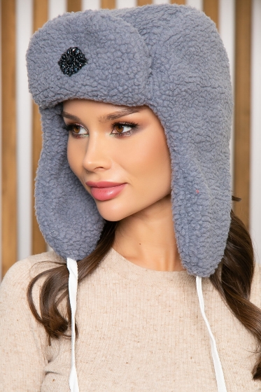 Шапка-ушанка с декором (серая) УМД2