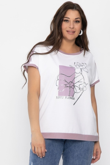 Блуза Чарли (бело-сиреневая) Б13802-20М