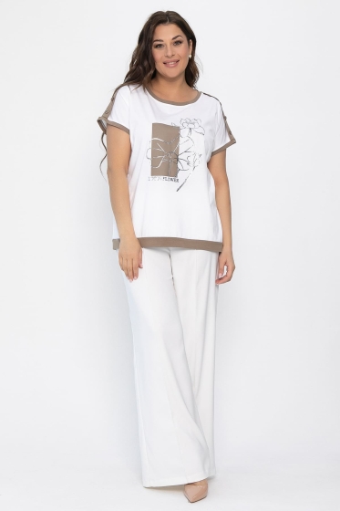 Блуза Чарли (бело-коричневая) Б13801-20М