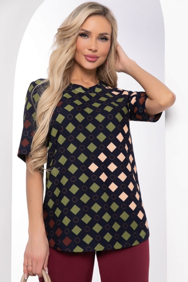 Джемпер "Эмина" (темно-синий/геометрия) Б8404