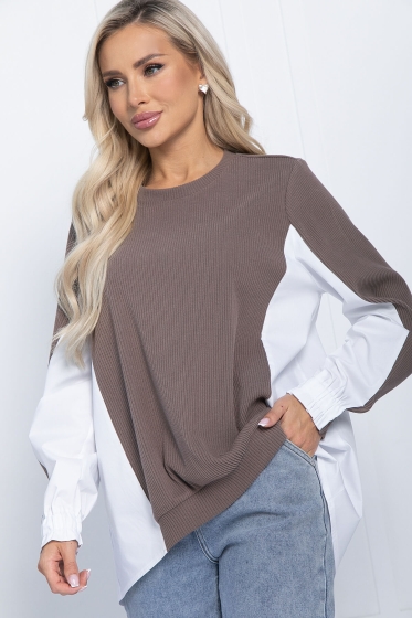 Джемпер Адина (бело-коричневый) Б11383