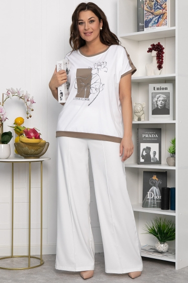 Блуза Чарли (бело-коричневая) Б13801-20М