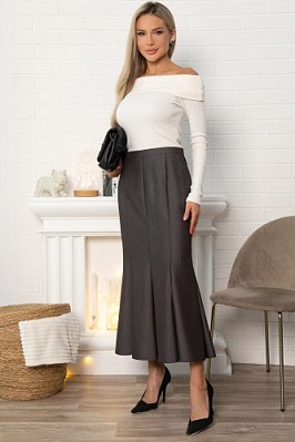 Юбка годе Изящный силуэт (коричневая) Ю14859-3М