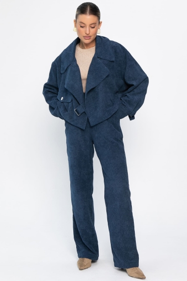 Брюки вельветовые Динара (синие) Б14629-39М