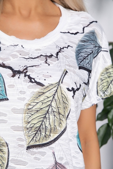 Блуза Асия (белая, листья) Б10749