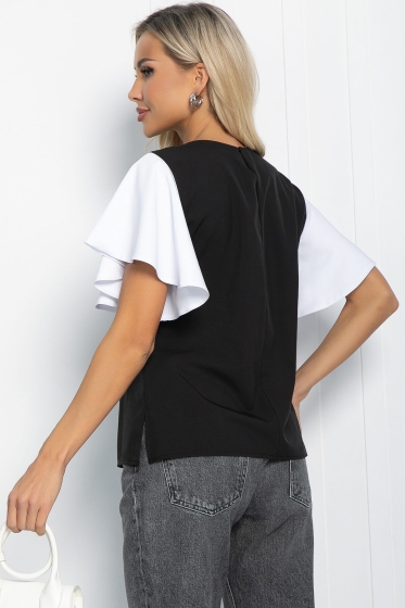 Блуза Мелодия стиля (черно-белая) Б11657