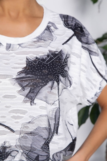 Блуза Асия (белая, цветы) Б10750